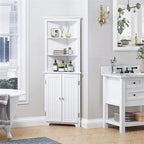 Meuble de rangement d'angle en bois blanc, 2 portes, 33 cm P x 58,4 cm L x 165,1 cm H