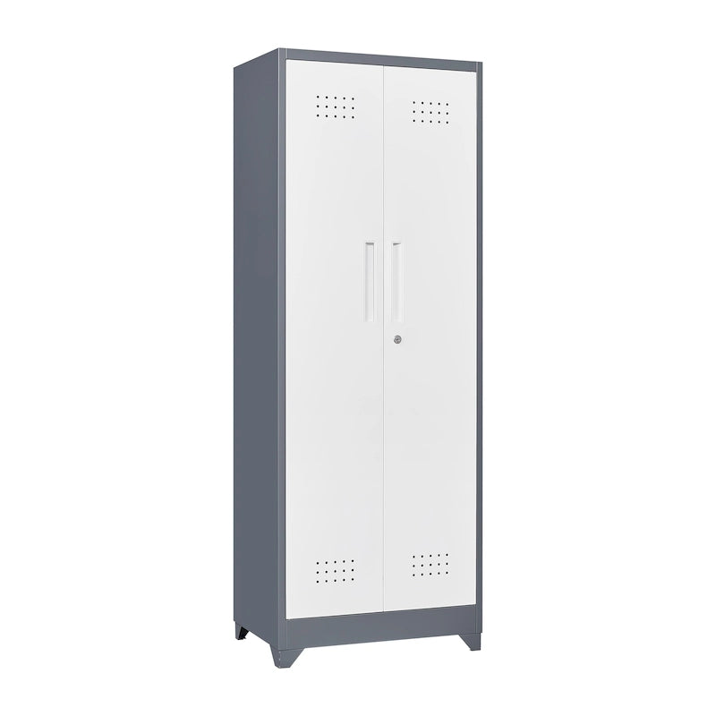 Armoire de rangement haute en acier gris avec porte verrouillable – Assemblage par 1 personne