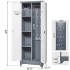 Armoire de rangement haute en acier gris avec porte verrouillable – Assemblage par 1 personne