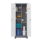 Armoire de rangement haute en acier gris avec porte verrouillable – Assemblage par 1 personne