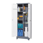 Armoire de rangement haute en acier gris avec porte verrouillable – Assemblage par 1 personne
