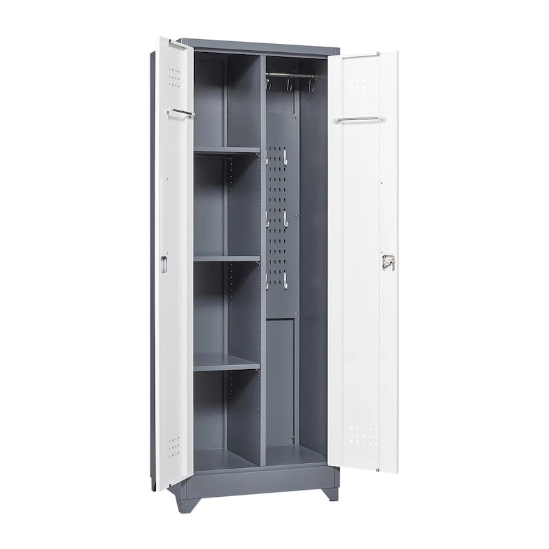 Armoire de rangement haute en acier gris avec porte verrouillable – Assemblage par 1 personne