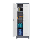 Armoire de rangement haute en acier gris avec porte verrouillable – Assemblage par 1 personne