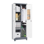 Armoire de rangement haute en acier gris avec porte verrouillable – Assemblage par 1 personne