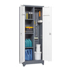 Armoire de rangement haute en acier gris avec porte verrouillable – Assemblage par 1 personne