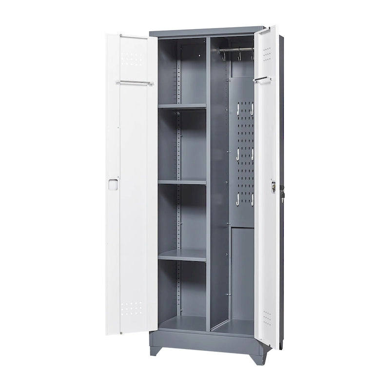 Armoire de rangement haute en acier gris avec porte verrouillable – Assemblage par 1 personne