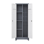 Armoire de rangement haute en acier gris avec porte verrouillable – Assemblage par 1 personne