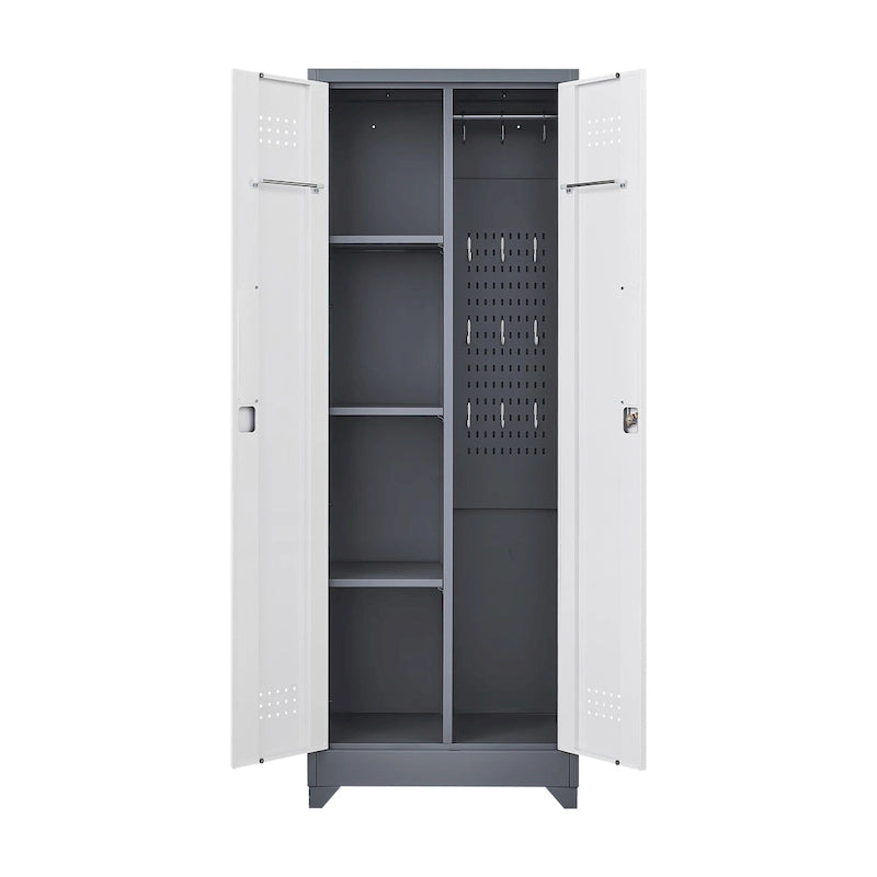 Armoire de rangement haute en acier gris avec porte verrouillable – Assemblage par 1 personne