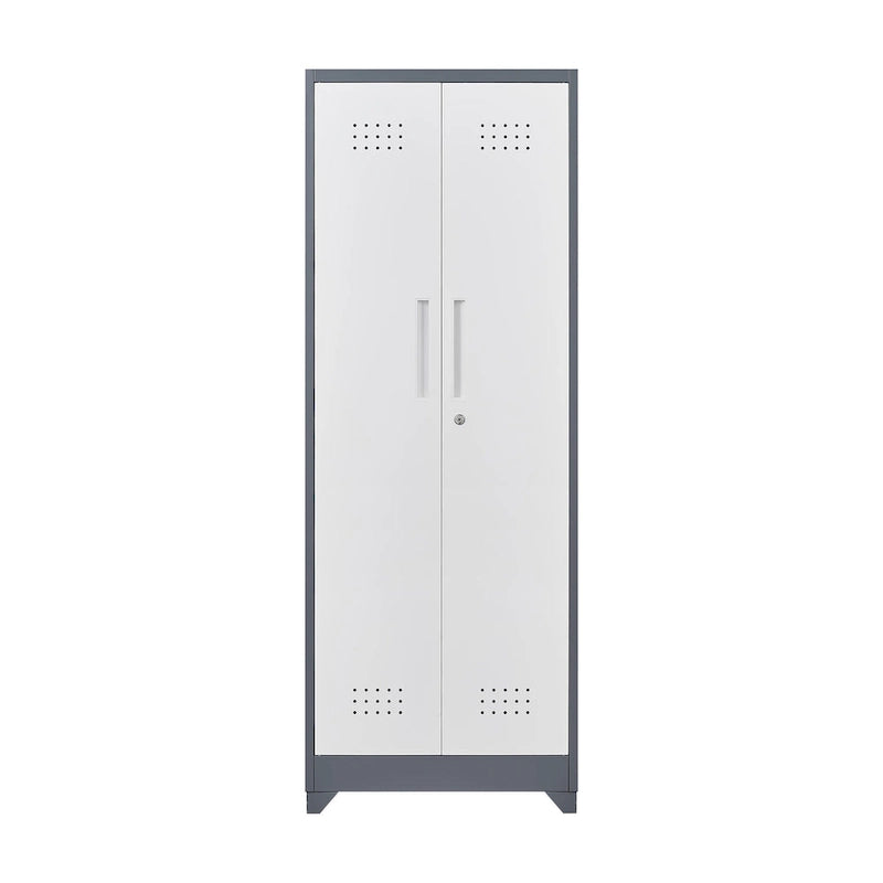 Armoire de rangement haute en acier gris avec porte verrouillable – Assemblage par 1 personne