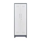Armoire de rangement haute en acier gris avec porte verrouillable – Assemblage par 1 personne