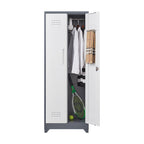 Armoire de rangement haute en acier gris avec porte verrouillable – Assemblage par 1 personne