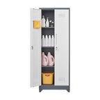 Armoire de rangement haute en acier gris avec porte verrouillable – Assemblage par 1 personne