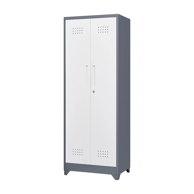 Armoire de rangement haute en acier gris avec porte verrouillable – Assemblage par 1 personne