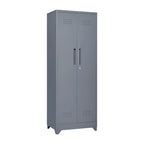 Armoire de rangement haute en acier gris avec porte verrouillable – Assemblage par 1 personne