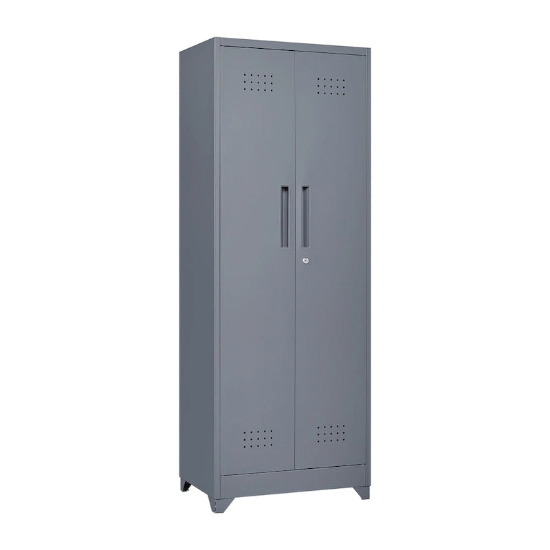 Armoire de rangement haute en acier gris avec porte verrouillable – Assemblage par 1 personne