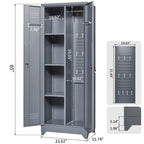 Armoire de rangement haute en acier gris avec porte verrouillable – Assemblage par 1 personne