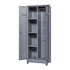 Armoire de rangement haute en acier gris avec porte verrouillable – Assemblage par 1 personne