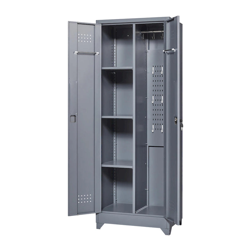 Armoire de rangement haute en acier gris avec porte verrouillable – Assemblage par 1 personne