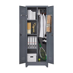 Armoire de rangement haute en acier gris avec porte verrouillable – Assemblage par 1 personne