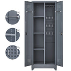 Armoire de rangement haute en acier gris avec porte verrouillable – Assemblage par 1 personne