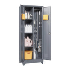 Armoire de rangement haute en acier gris avec porte verrouillable – Assemblage par 1 personne