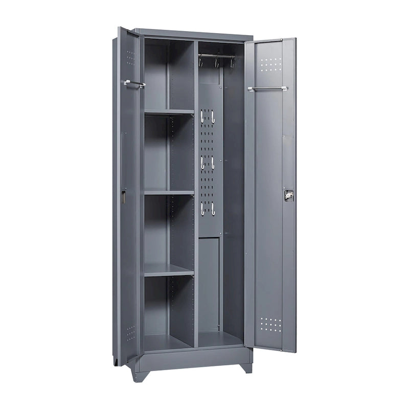 Armoire de rangement haute en acier gris avec porte verrouillable – Assemblage par 1 personne
