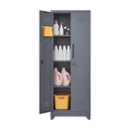 Armoire de rangement haute en acier gris avec porte verrouillable – Assemblage par 1 personne