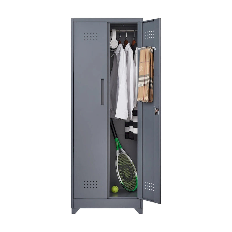 Armoire de rangement haute en acier gris avec porte verrouillable – Assemblage par 1 personne