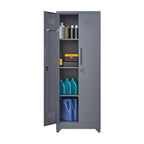 Armoire de rangement haute en acier gris avec porte verrouillable – Assemblage par 1 personne